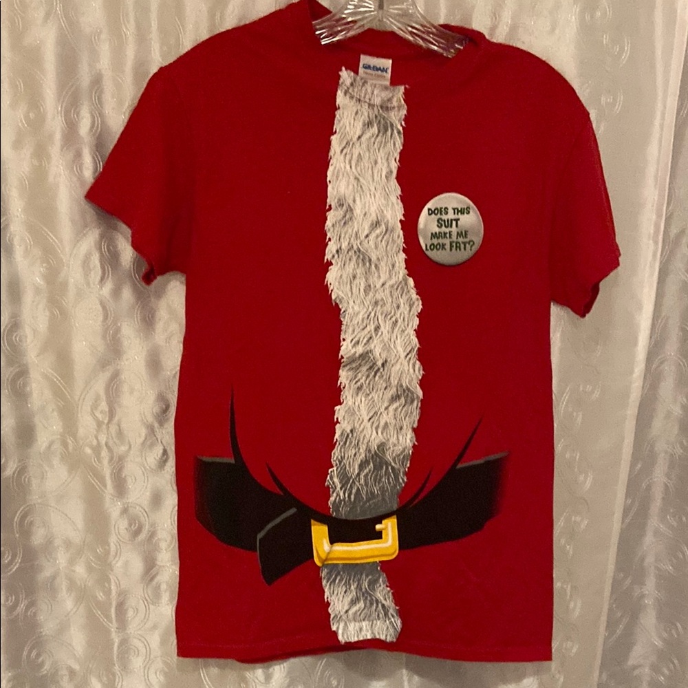 Red Santa “Does This Suit Make Me Look Fat” Costume T-Shirt Men’s Small 🔥 YB5